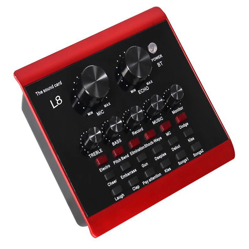 V8/L8 Sound Card Audio Interface USB Live Broadcast Microphone Sound