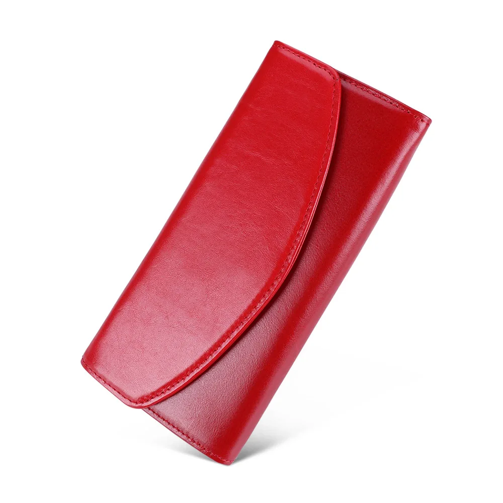 JOGUJOS натуральная кожа Для женщин Длинный кошелек RFID дизайн кошелек сцепления кошелек для телефона сумка портмоне Для женщин длинный держатель для карт чехол-портмоне - Цвет: Red