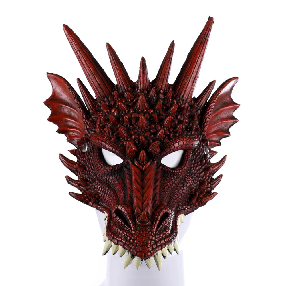 

PTYGO Halloween Funny Dragon Mask Unisex Party Latex Cosplay Half Face Colourful Dragon Masks Masquerade Halloween Party Decor