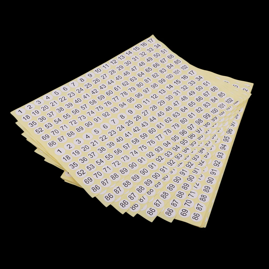 15 Sheets Round Sticky Numbered Labels 1 to 102 Self Adhesive Stickers 10mm