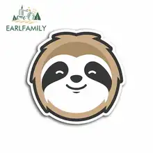 EARLFAMILY 13cm x 12.6cm for Cute Smiling Sloth Cartoon Oem Car Stickers Vinyl Sunscreen RV VAN JDM Car Accessories Graphics