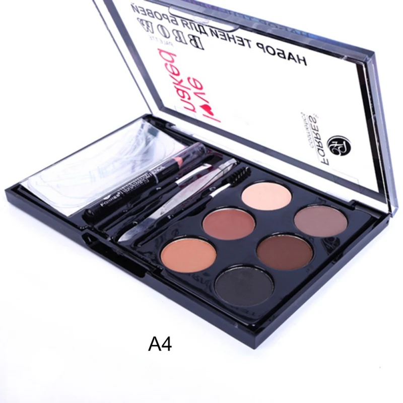 6 Colors Eyebrow Powder With Eyebrow Brush Spiral Head Eyebrow Brush Long-lasting Waterproof Eyebrow Makeup Set - Цвет: A4
