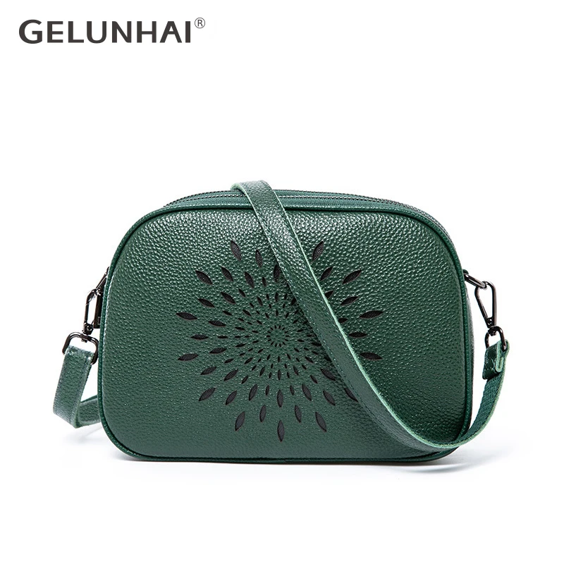 

Spring and summer new Cow leather women's bag Hollowing Out Design Simplicity Casual women's bag Single Shoulder Messenger Bags