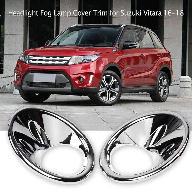 Для Suzuki Vitara- 2 шт. Серебристая хромированная Автомобильная передняя фара противотуманная фара накладка рамка литье автомобиля Стайлинг