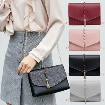 

NEW Women Ladies Shoulder Quilted Handbag Gold Chain Faux Leather Cross Body Bag