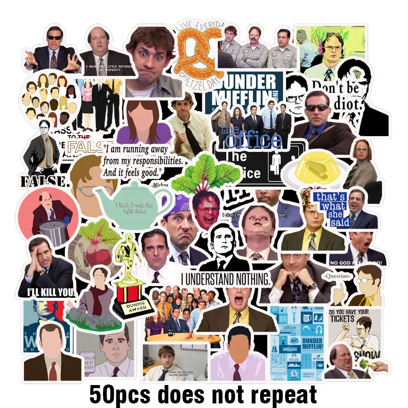 

50pcs/set OFFICE TV SHOW Waterproof Fun Sticker Toy Luggage Sticker Motorcycle and Luggage Notebook DIY Sticker