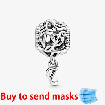 

2020 New Collection S925 Sterling Silver Beads Openwork Music Notes Charms fit Original Pandora Bracelets Women DIY Jewelry