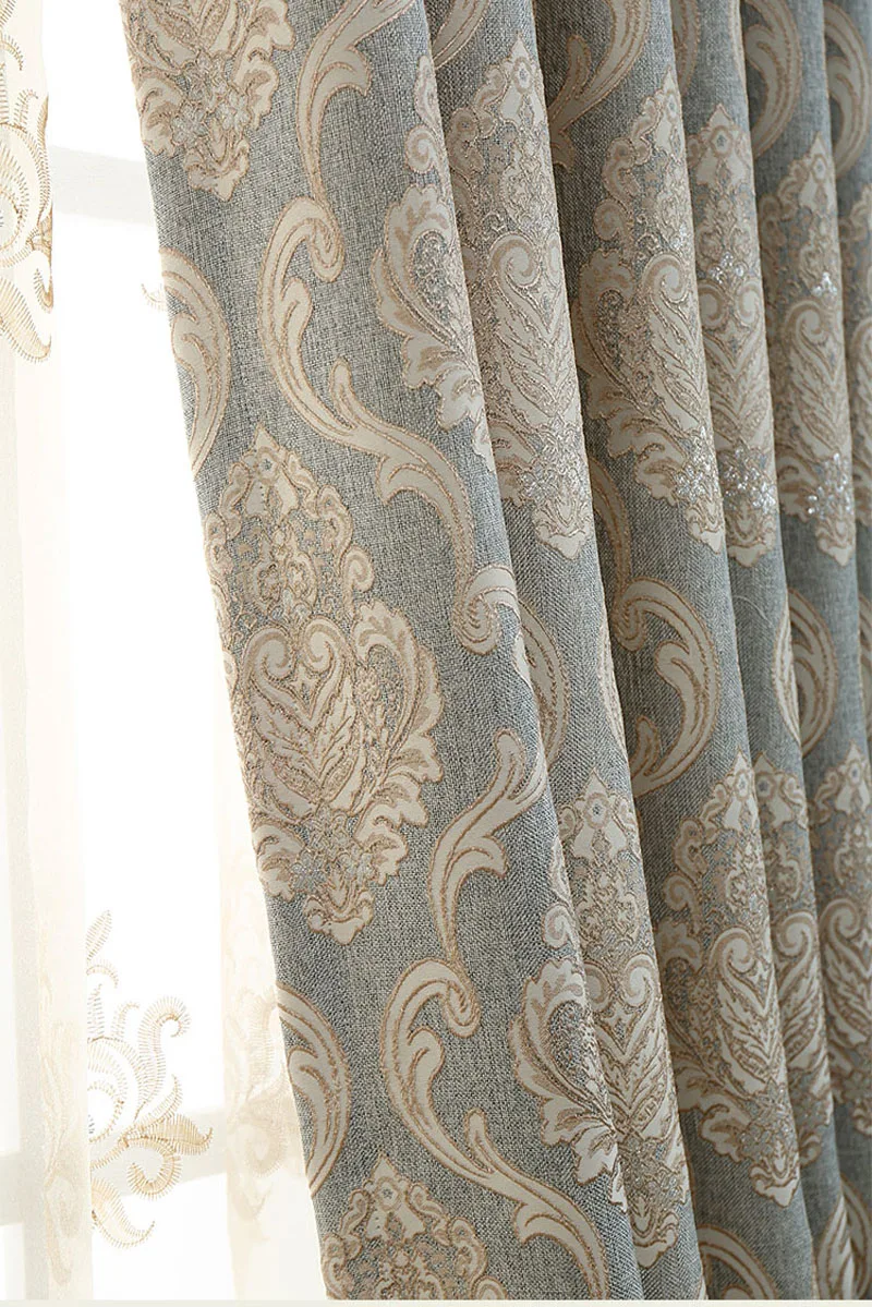 Европейская жаккардовая ткань полузатемненная занавеска королевская декоративная занавеска Роскошная пряжа для вышивки для гостиной спальни wp245#4