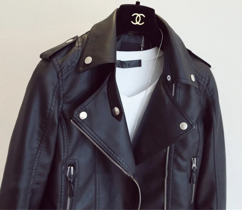 lower price  Leather Jacket Women PU Leather Coat Black Jacket Casual New Grunge Short Women Jacket Fit Daily St