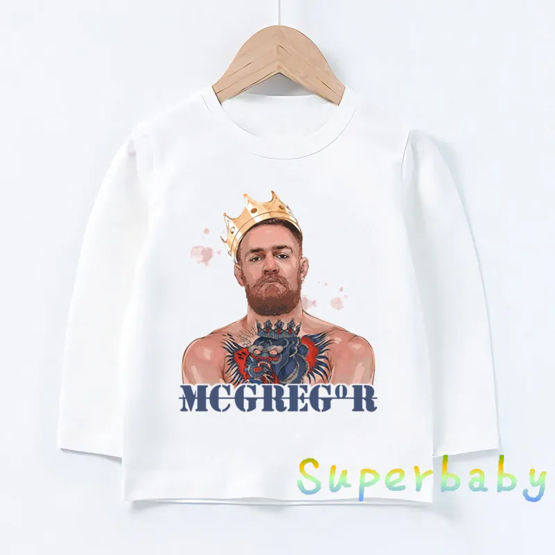 Детская футболка с принтом «MMA Conor Mcgregor» Повседневные Забавные топы для маленьких мальчиков и девочек, детская футболка с длинными рукавами LKP003