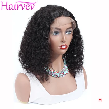 

Hairvev 13*4 Bob Lace Front Human Hair Wigs 150% Density Kinky Curly Peruvian Lace Front Wig For Black Women Remy Hair wigs