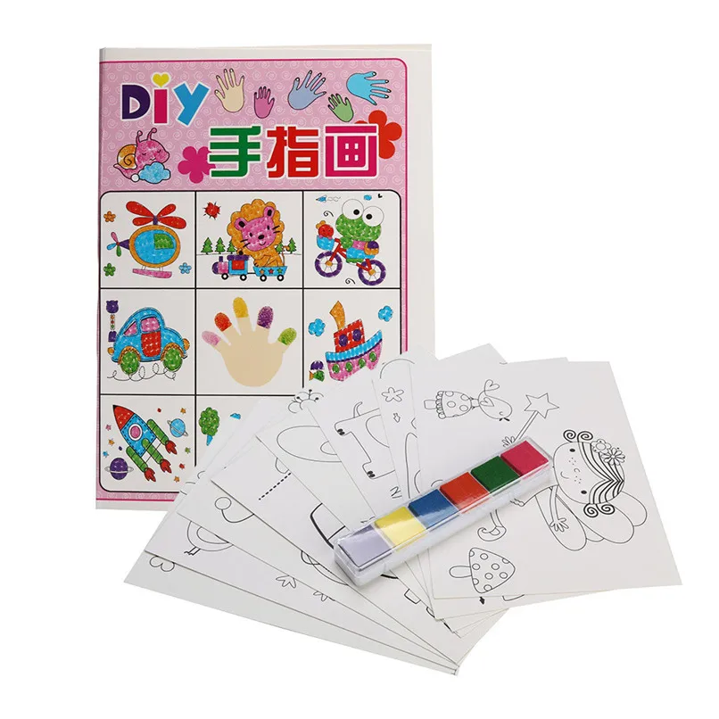 Мультфильм дети палец краски ing игрушки Красочные Diy палец краски образования игрушки для детей обучения картина Рисование игрушки#40D16
