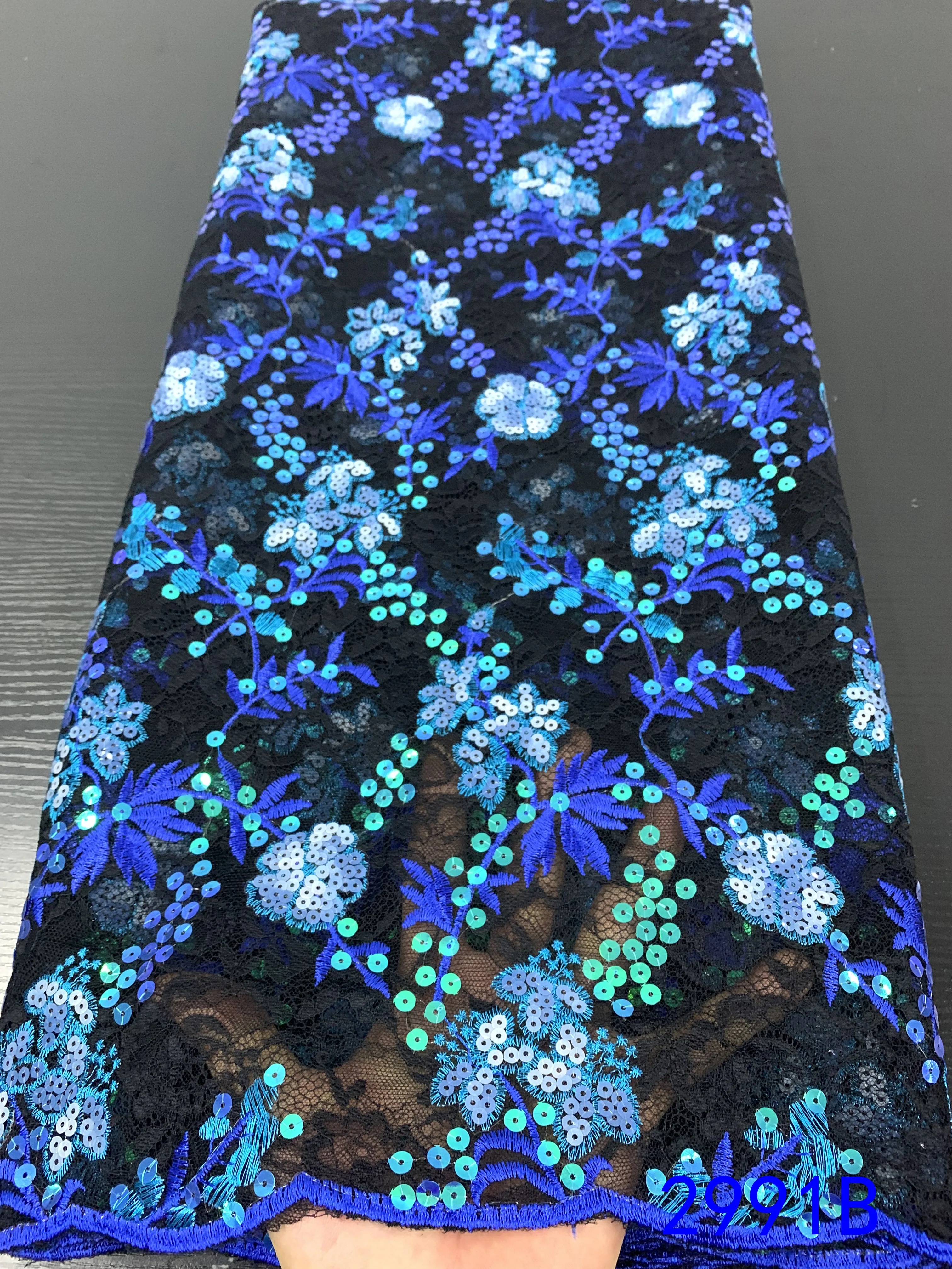 

High Quality Multi Colored Lace Fabrics with Sequins Embroidery Lace 2019 Africa Sequence Lace Fabric AMY2991B