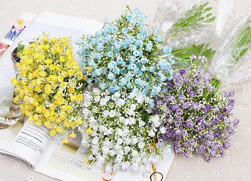 12 шт./комплект пластиковый Gypsophila искусственная Цветочная подделка растение цветок настенный декоративный Свадебный букет материал ручной домашний декор