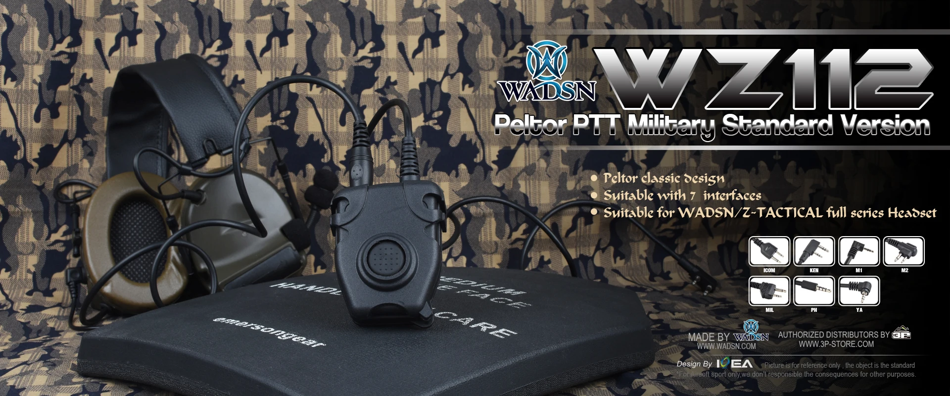 Fone de Ouvido Adaptador para Motorola Wadsn Bowman Elite Pelto Militar Ptt Kenwod Icom Midland Rádio Telefone Wz112 ii 2 Fones de Ouvido tático & Acessórios