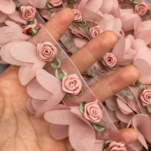 30pcs Lace Ribbon 3d Flower Rose Floral Lace Trim Fabric