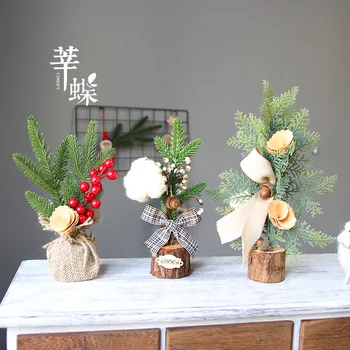 

Christmas desktop vanilla mini Christmas tree decoration coffee restaurant counter small Christmas tree decoration