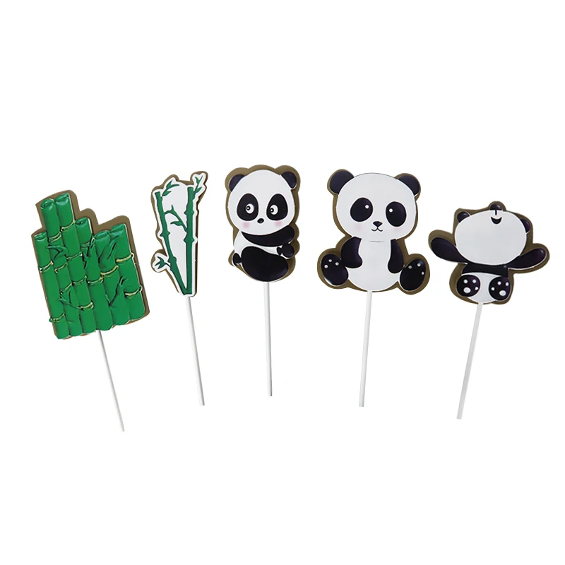 1 комплект, вечерние топы с изображением панды, флаги для влюбленных, семейные, вечерние украшения на день рождения, Детский милый кетоппер и Свадебный декор