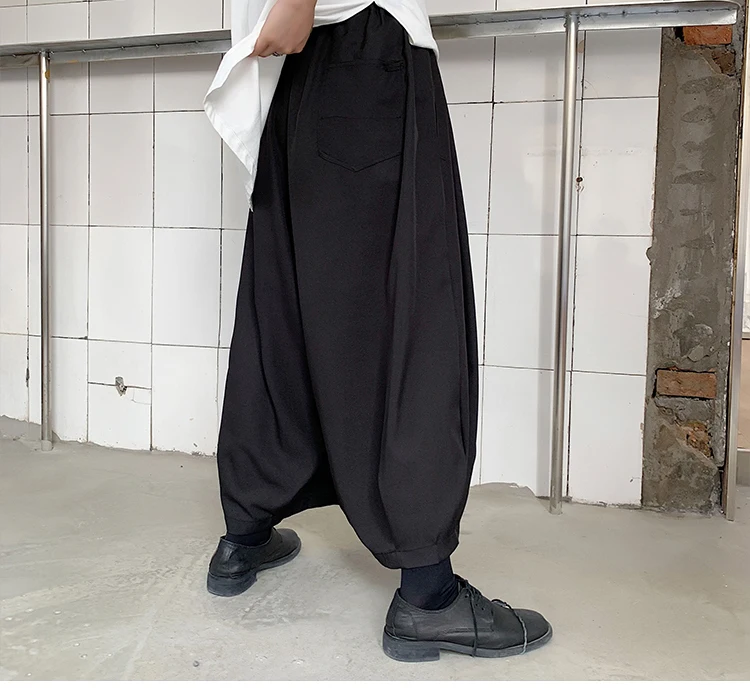 Мужские свободные повседневные уличные брюки в стиле хип-хоп, широкие брюки для мужчин и женщин в японском стиле, плиссированные шаровары, брюки, винтажные брюки-кимоно