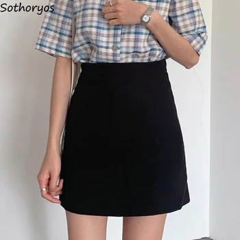 

Skirts Women Simple Elegant All-match Ulzzang Streetwear Harajuku New High Waist Soft Spring Summer Korean Style Womens Skirt