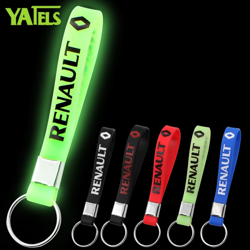 

1 pcs Excellent Luminous Silicone Emblem Badge Car Key Ring keychain for Renault Megane 2 3 Duster Logan Clio Laguna Car Styling