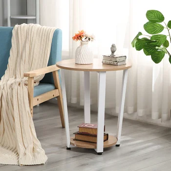

Modern Simple Tea Coffee Table Round Wooden Tables with Storage Holder Office End Living Bed Dining Room Sofa Side Furniture