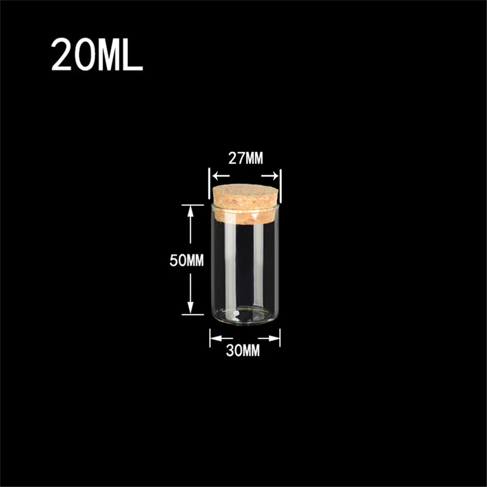 20ml Glass Tube with Wooden Cork 20cc Clear Glass Vial Transparent Jar Cork Tube Bottles 50pcs/lot