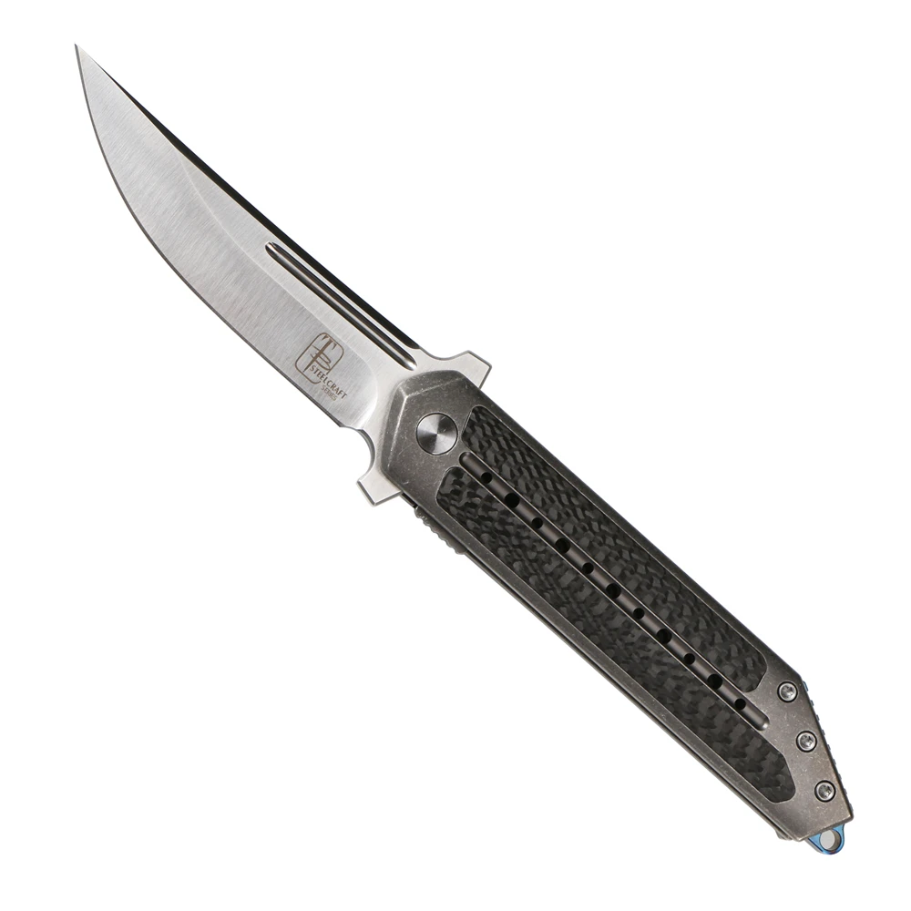 Темно-серый Begg Steelcraft Флиппер складной нож CF титановая ручка Открытый охотничий нож инструмент для кемпинга Универсальный Фруктовый нож для альпинизма - Цвет: Темно-серый