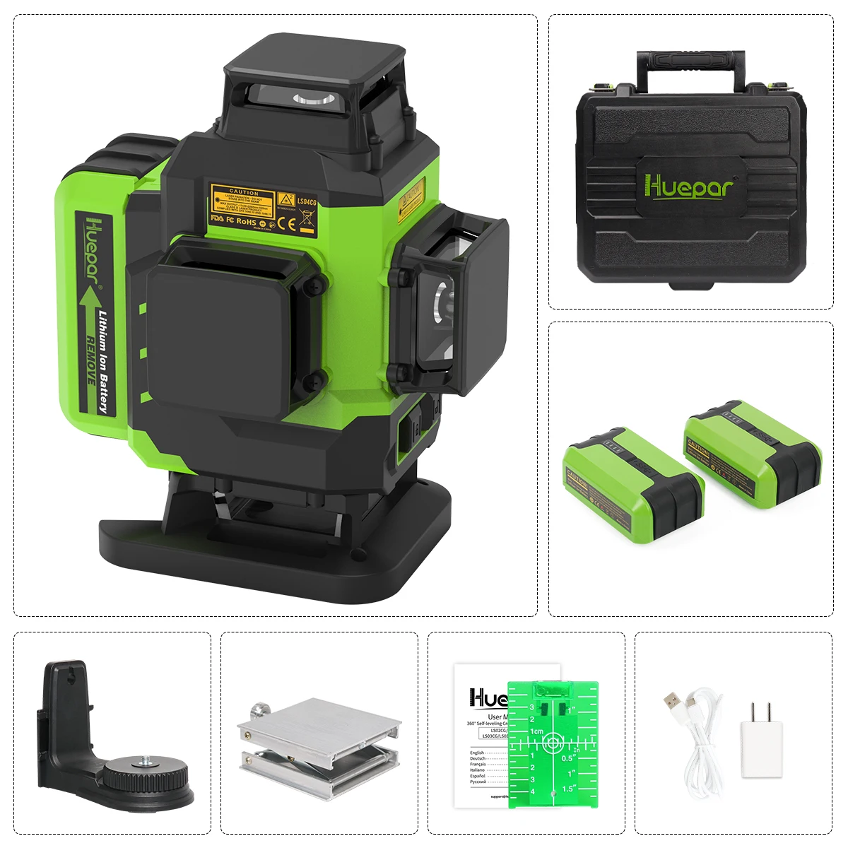 16 Lines Green Beam 4D Cross Line Tiling Floor Laser Tools Osram Horizontal & Ve