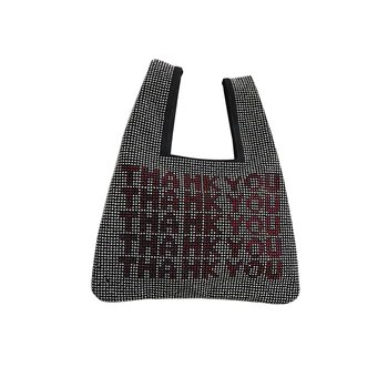 

Women Fashion Small Crystal Dating Tote Bag Street Shopping Casual Bling Sequins Outing Elegant Glitter Thank You Handbags