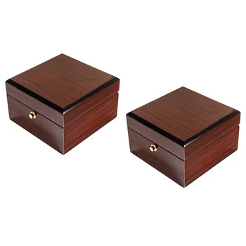 

2pcs Vintage Wooden Watch Box Single Slot Collection Storage Pu
