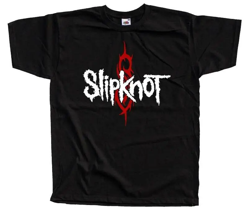 Slipknot V1 logo band Heavy metal T-SHIRT DTG (BLACK) Short Sleeves Cotton Free Shipping | Мужская одежда