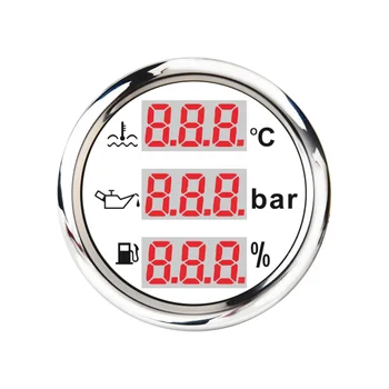 

Waterproof 3 in 1 Multi-Function Digital Gauge Volt meter Gauges Water Temp Oil Pressure With Alarm 9-32V