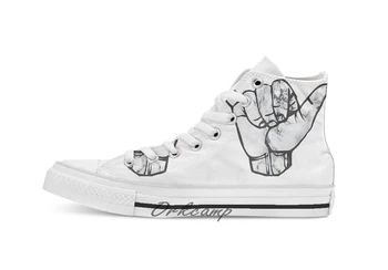 

Shaka Hand Marble Custom Casual High Top lace-up Canvas shoes sneakers Drop shipping