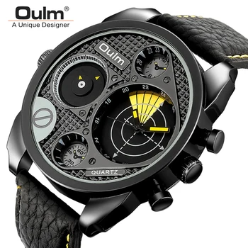 

Oulm Men Casual Wristwatch Quartz Double Movement Sport Watches Super Speed Unique Style Sports Analog Clock Hot Sale The New