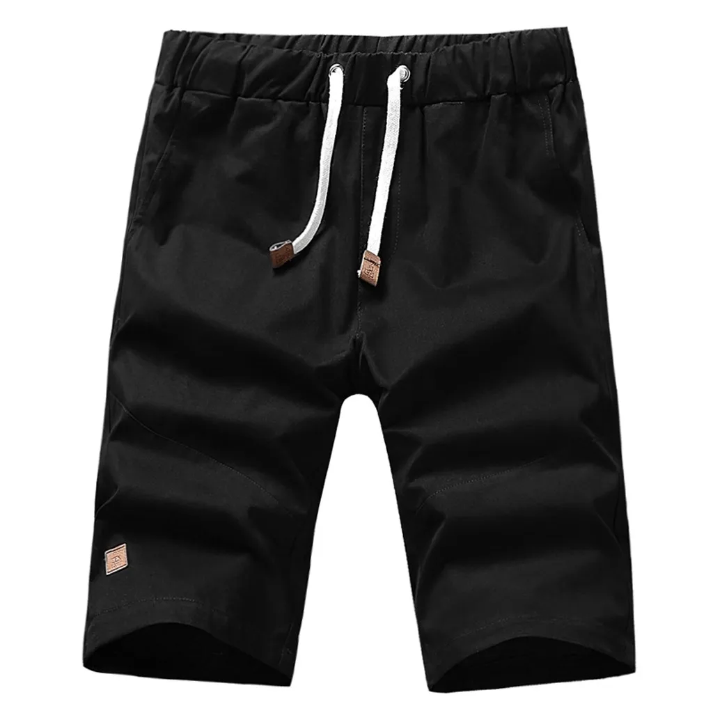Black Однотонные мужские шорты 4XL летние мужские пляжные шорты хлопок повседневные мужские шорты homme брендовая одежда 10,21 - Цвет: Black