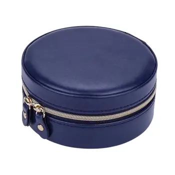 

1pc Round Jewelry Case Portable Storage Case Ring Holder Jewelry Box Necklace Organizer for Students Girls Ladies Pink Red Navy