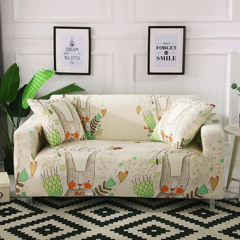 

Cartoon Leaves Sofa All-inclusive Slip-resistant Stretch Slipcovers Sectional Elastic Full Couch Cover Sofa Towel 1/2/3/4 Seater