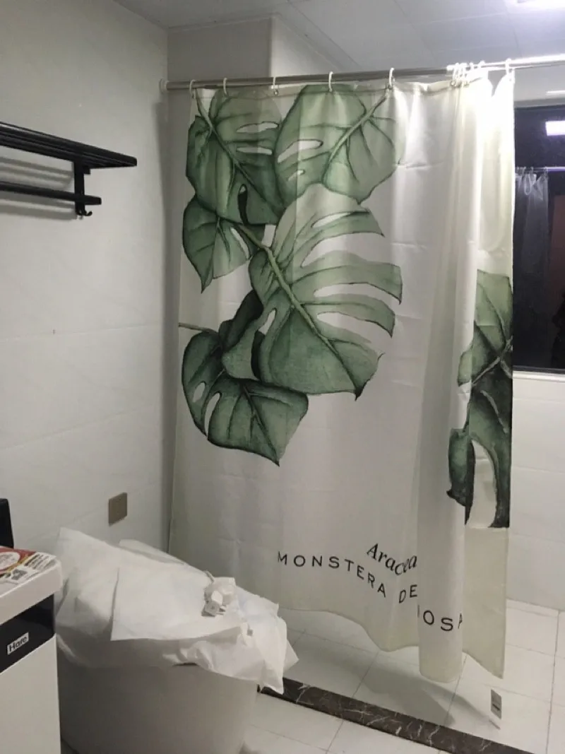 Зеленые листья занавеска для душа водонепроницаемый полиэстер утолщенный Туалет перегородка занавеска с крючками для ванной комнаты домашний декор