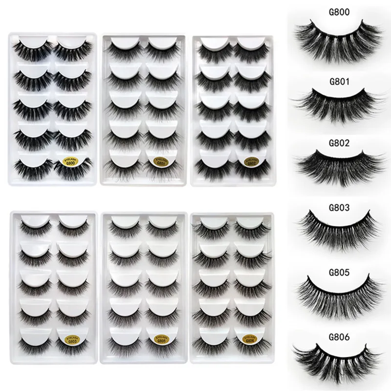 

5 pairs of 3d mink lashes natural eyelash extension thick natural long false eyelashes hand made soft eye makeup extension tool