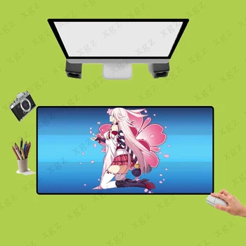 

XGZ Best Anime Pink Long-haired Girl Black Lock Edge Mouse Pad Desktop Non-slip Mousepads Support Custom Keyboard Desk Mat