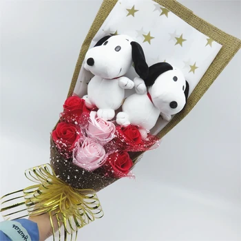 

Cartoon lovely dog Plush Toys Stuffed animals Plush Dolls flower bouquet gift box Christmas birthday Valentine gifts
