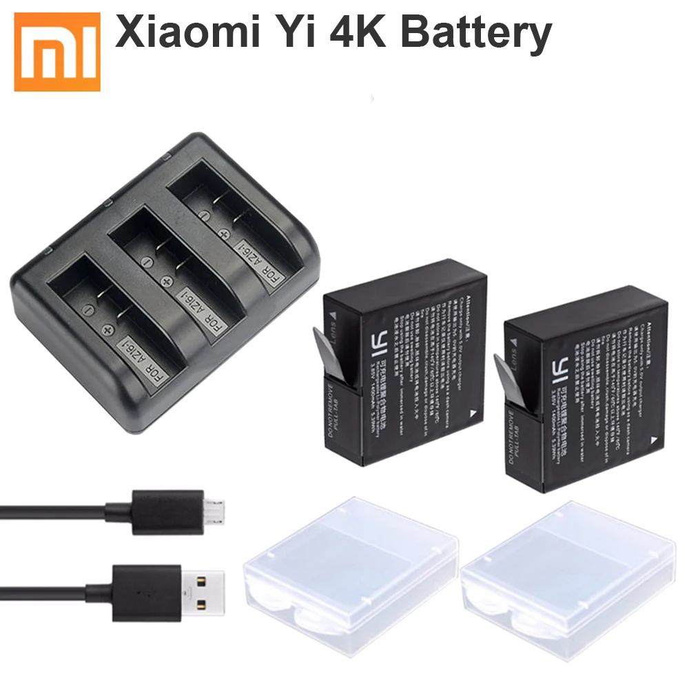 2x1400 мАч xiaoyi 4K батарея AZ16-1+ USB зарядное устройство для Xiao mi Yi 4K 2 батарея Xiao mi Yi Lite аксессуары для экшн-камеры