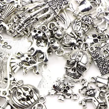 

70Pcs/Set Mixed Pendants Vintage Alloy Halloween Theme Bracelet Necklace Pendant DIY Jewelry Making Accessories 24BC