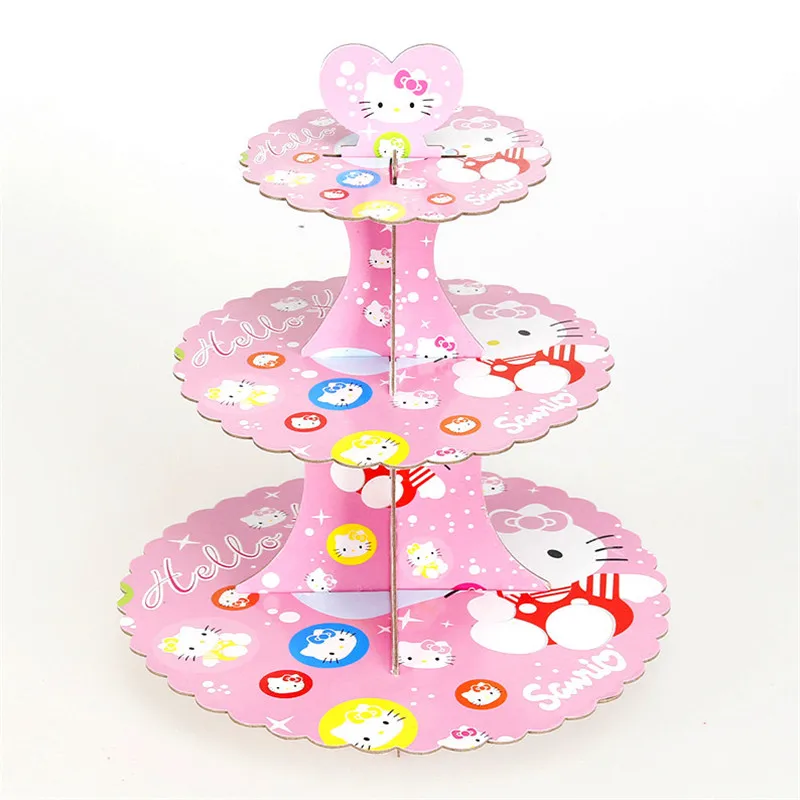 Cake Stand-2PCS Для детей 10 человек мальчик взрослых день рождения поставки hello kitty вечерние украшения наборы бумага Гарланд чашки, ребенок, Душ - Цвет: Cake Stand-2PCS