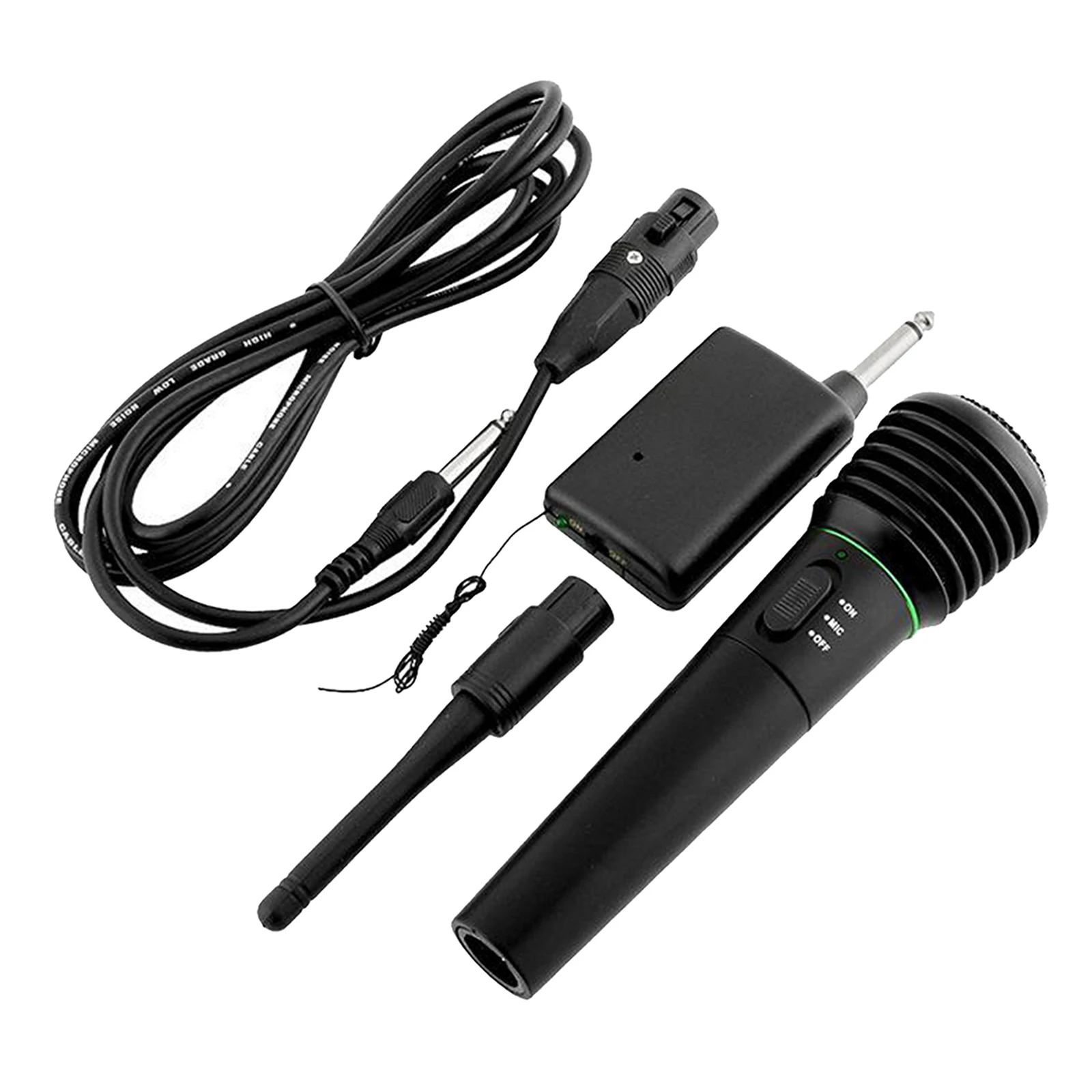 Portable Karaoke Wireless Dynamic Microphone w/ VHF Receiver & Battery Operated 