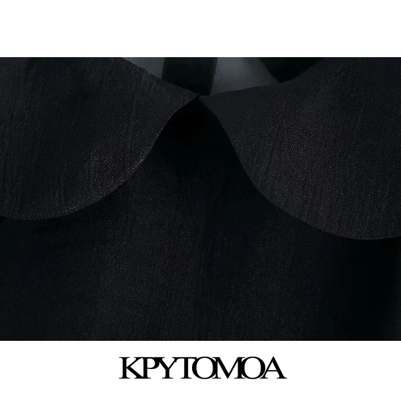 Винтажные стильные блузки из органзы с воротником Питер Пэн для женщин Модные прозрачные женские рубашки с длинным рукавом и пуговицами сзади шикарные топы