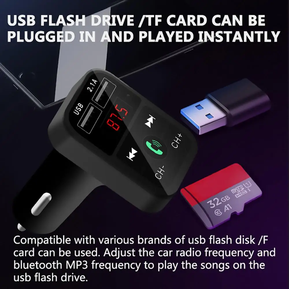 Автомобильный комплект беспроводной гарнитуры Bluetooth FM передатчик ЖК MP3 плеер USB