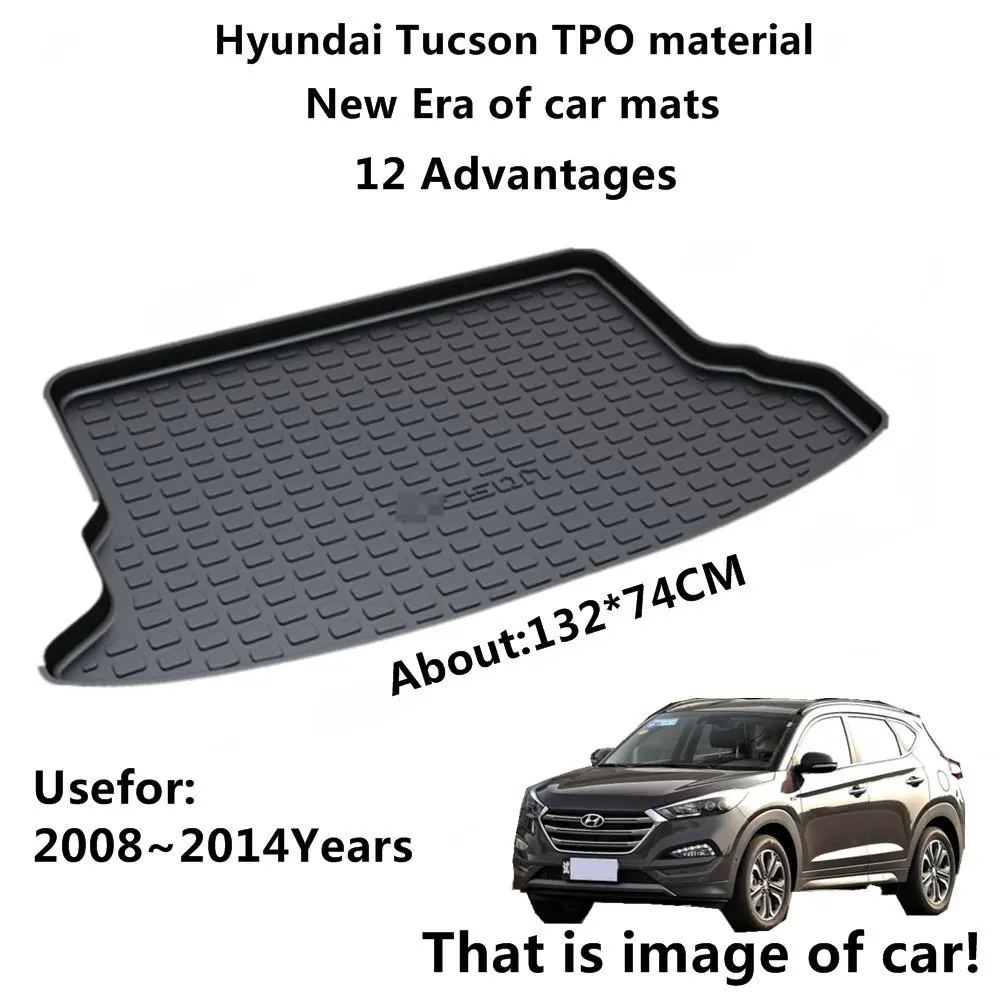

SJ ALL Weather TPO Car Trunk Mats Tail Boot Cargo Liner Cover Rear Cargo Tray Luggage Pad For Hyundai Tucson 2008-2012 2013 2014