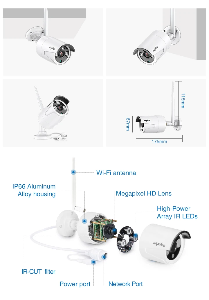 SANNCE 1080P 8CH беспроводная камера безопасности 8 шт IP66 Всепогодный Крытый открытый Wifi заглушка камеры и Игры Wi-Fi CCTV комплект